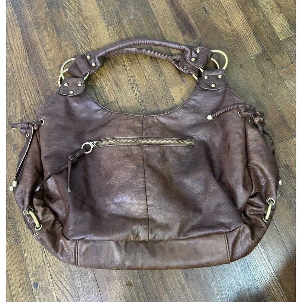 Ainai brown distressed leather slouchy hobo shoulder bag AMAI Leather